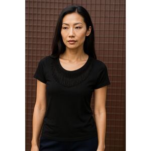 VIVIENNE Vivienne Tam Black Tassle Short Sleeve T-Shirt Top   Women's Size XS